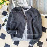 Fake Two Knitted Cardigan Women's Spring And Autumn 2024 New Design Style Loose Lazy Style Sweater Coat-Outfit