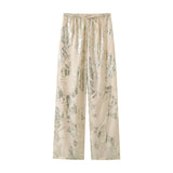 New Metal Printed Middle Waist Loose Casual Trousers 7102508302-Outfit