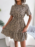 Fongt Wind Shooting New Leisure Wave Point In Spring And Summer To Close The Waist Lotus Leaf Side Of The Dress Women's Clothing