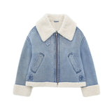 New Lapel Lamb Wool Denim Double-Sided Grab Velvet Coat 3548250-Outfit