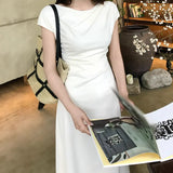 Fongt Art Angryal Intellectual Design Sense Of Small Simple Short-Sleeved Dress Women's Summer Short Skirt
