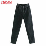 2020 fashion women black jeans pants long trousers pockets buttons female denim pants