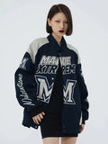 Bomber Woman Varsity Racing Jacket PU Long Sleeve Stand Collar Leather Jackets Unisex American Jacket¡®s Bombers Coat