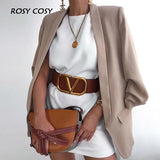 Autumn Women Solid Lapel Blazer Jacket Casual Long Sleeve Office Lady Work Suit Coat Elegant Femme Outerwear Cardigan