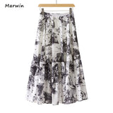 New-Coming Spring Summer Printing Light Letter Pattern Empire Elastic Women A-Line Party Holiday High Street Style