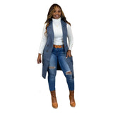 Fongt New Women's Casual Solid Color Cardigan Sleeveless Knitted Vest-Outfit
