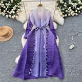 Fongt Strap Long Three-Home Folded Coat Female Fashionable Gradient Wood Ear Pressure Skirt