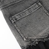 Casual Mesh Patchwork Ruffles Mini Denim Skirts Streetwear Jeans Skirt Female Irregular Pleated