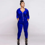 Winter Velvet Tracksuit Women Two Piece Set Zipper Hoodies Jacket To+ Pencil Pants Matching Sets Sportwear Jogging Femme-Outfit