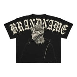 Harajuku Style T-Shirt Men's Hip-Hop Gothic Large Pattern Printed Punk Short-Sleeved Casual T-Shirt-Outfit