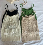 Neck Knitted Cropped Tank Crop Tops Female Hollow-Out Laced Back Tanks Sleeveless T shirts Tees Camisole Women-Outfit