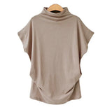 Commute Large Size Women's Half Turtleneck Batwing Sleeve Solid Color Polyester
