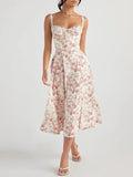 Fongt 2025 New Fashion Printing Strap To The Waistless Sleeveless Slings Long Dress Dress