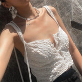 White Crop Top Women Camisole 2023 Summer Vest Fashion Club Party Outfits Button Up Tank Tops Streetwear Sleeveless