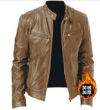 Fongt Business Gentleman Warm Zipper Open Shirt Pocket Decoration PU Leather Jacket Collar Collar Zipper Leather