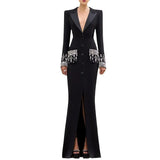 Fongt Star Fashion Heavy Industry Nails Studded Suit Dress Red Dress Fishtail Dress