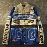 retro hot girl detachable motorcycle jacket spring and autumn loose short coat female embroidery baseball uniform-Outfit