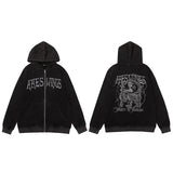 Men Hip Hop Streetwear Hooded Jacket Blind Women Rose Printed Jacket Coat Autumn Harajuku Cotton Zip Up Jacket Outwear