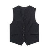 Fongt 2023 New Women's Linen Blend, Vest, Vest And Shorts Set-Outfit