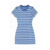Fongt Light Luxury Striped Temperament Short-Sleeved Slimming Knitted Dress