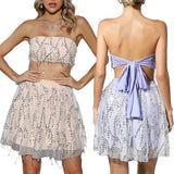 Chest Vest, Sexy Top, Strap, Chest-Wrapped Design, Spliced Fringed Skirt, Short Skirt Set.-Outfit