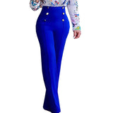 Button Solid Color Trousers Bootcut