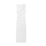 Fongt Women's Clothing 2025 Spring New Sleeveless Folding Decorative Fan Flute Dress Dress Dress