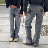 Stars Printed Pockets Denim Jeans-Outfit