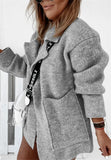 Street Collar Large Pocket Loose Knitted