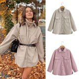 Fongt Explosion Women's Fashion Blouse Solid Color Hair Coat