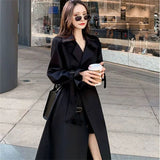Fongt Women's Long-Term 2025 Spring And Autumn New Korean Version Of Large-Size Small Man Popular British Wind Coat Over The Knee Coat