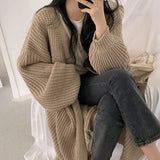 Cardigan Long Knitted Sweater Autumn Winter Loose Coats Ladies Oversized Cardigan Long Sleeve Tops Korean