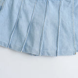 New Pleated Fashion Short Denim Skirt 6147102-Outfit