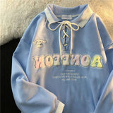 cute anime print sweatshirt loose casual college style