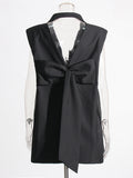 Simple Style Black Summer Dress Women 2025 New Fashion Leisure Commute Sleeveless Back Skirt