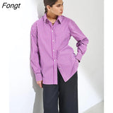 Striped Shirts For Women Long Sleeve Casual Oversized Shirt Elegant Button Up Cotton Blouse Office Outfits Women