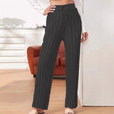 Fongt Wish Texture Knitted Trousers Tight Solid Color Casual Loose Straight Women's Clothing