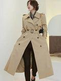 Fongt Long Wind Coat Women's 2025 Chic Design Sense Early Spring Double Buckle