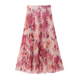 Spring Flower Printed Shirt 9878061 100-Pleated Skirt 9878055-Outfit