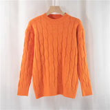 New 2021 Autumn Winter Women's Sweaters Pullovers Warm Minimalist Korean Elegant Pink Solid Ladies Jumpers