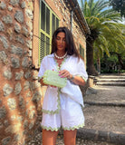 Fongt Spring 2024 New Women's Simple Fashion Short Shirt Casual Suit-88156-Outfit