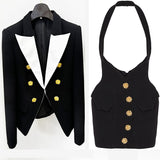 Fongt New Star Fashion Stumbling Color Metallic Rose Buckle Suit Jacket