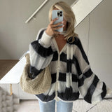 Fongt 2024 Explosion Easing Loose Lazy Striped Sweater
