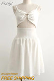Strap Sleeveless White Boho Summer Dress Mini Women Hollow Out Elegant Dresses Sundress Vintage French Style