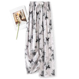 Fongt High-End Cotton Pyjamas Ladies Summer Thin Artificial Silk Home Leisure Long Trousers Straight Can Be Worn Outside