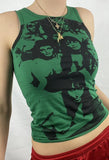 Vintage Girl Graphic Crop Tank Top-Outfit