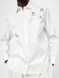 Fongt Light Luxury 2025 Spring New Fashion Loose Temperament Three-Dimensional Flower Decoration Shirt Top