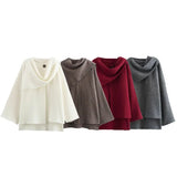 Fongt Women's Explosion Cloak Knitted Loose R-Shirt Sweater