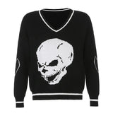 Pattern Sweaters Women Oversized Pullovers Harajuku Aesthetic Streetwear Jumper Korean Knitwear Autumn Preppy Style