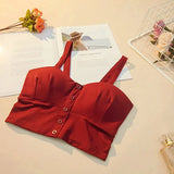 Top Women Camis Halter Top Women Camisole 2018 Summer Sexy Sleeveless Slim Low Chest Button BTS Roupas